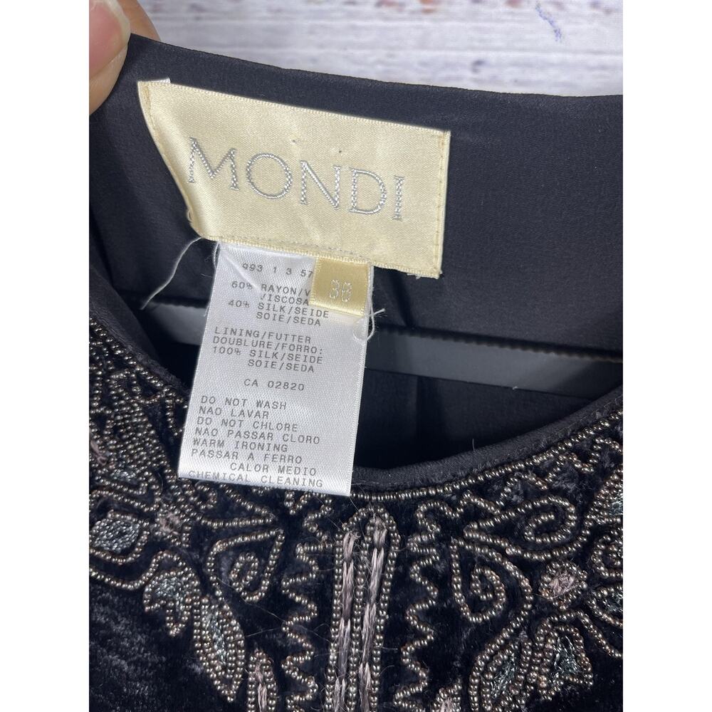 Mondi Dress Women's 38 US SZ 8 Black Beaded Crushed Velvet Sleeveless Maxi Gown - Picture 4 of 10